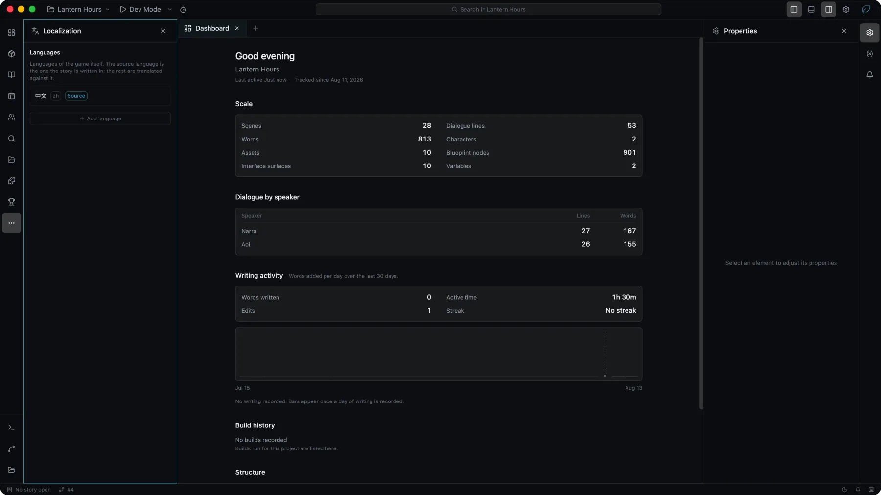 The Localization panel's Languages section, with the source language marked